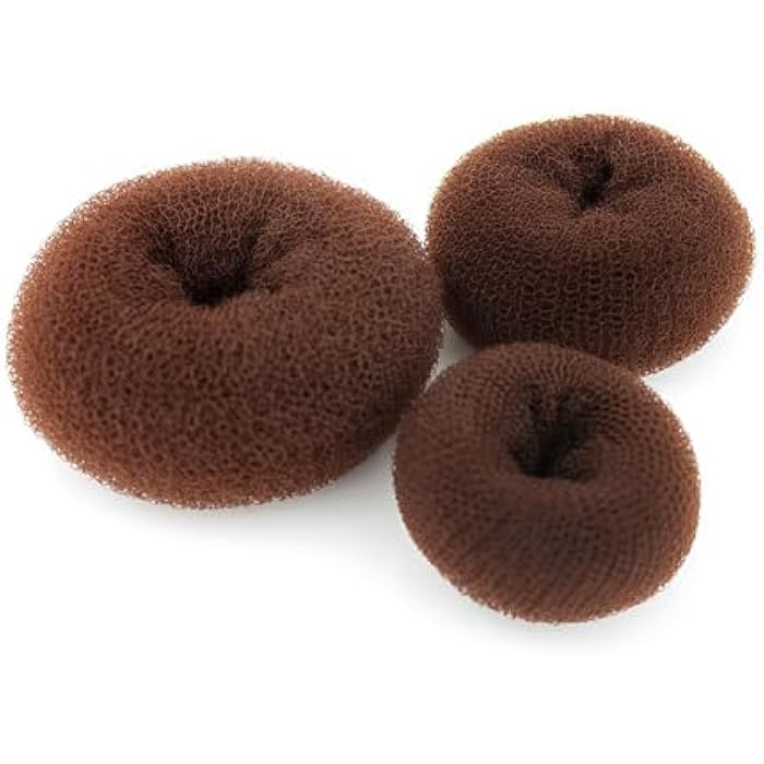 ericotry Beautiful Donut Hair Bun Makers- 3 Pieces Women Hair Chignon Donuts Ring Style Bun Maker Doughnut Shaper DIY Hair Styling Accessories (Brown) - Image 1